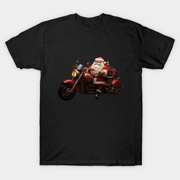 Santa Bike Rider T-Shirt by Mistywisp